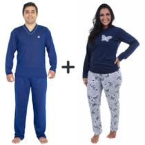 Kit 2 Pijamas De Frio Adulto Casal Longo Feminino Masculino