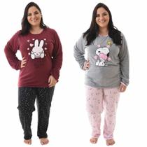 Kit 2 Pijamas De Frio Plus Size Manga Longa E Calça Oferta