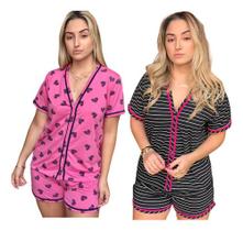 Kit 2 Pijamas Feminino Americano Adulto Curto Malha Gestante