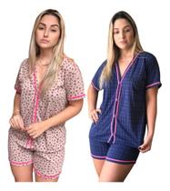 Kit 2 Pijamas Feminino Americano Adulto Curto Malha Gestante
