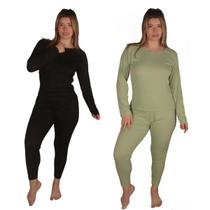 Kit 2 Pijamas Feminino Inverno Suede Canelado Com Renda Manga Longa e Calça Confortável Para Frio Rendinha Rendado Longo Kit 2 Pijamas Feminino Inverno Suede Canelado Com Renda Manga Longa e Calça Confortável Para Frio Rendinha Rendado Longo