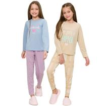 Kit 2 Pijamas Infantil Menina Manga Longa e Calça 381617