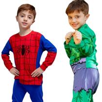 Kit 2 Pijamas Infantil Menino Manga longa herois conforto