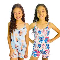 Kit 2 Pijamas Infantil para menina personagens Roupa de dormir Stitch Kit 2 Pijamas Infantil para menina personagens Roupa de dormir Stitch