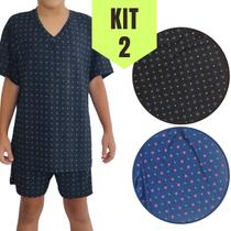 Kit 2 Pijamas Liganete Infantil Menino Manga Curta e Short Verão