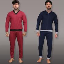 Kit 2 Pijamas Longo Masculino Inverno 100% Algodão Confort