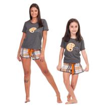 Kit 2 Pijamas Mãe e Filha Feminino Curto Verão Babydooll Arte Short Xadrex Kit 2 Pijamas Mãe e Filha Feminino Curto Verão Babydooll Arte Short Xadrex