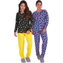 Kit 2 Pijamas Manga Longa Conforto Vitória Click Mais Bonita
