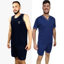 Kit 2 Pijamas Masculino Regata e Manga curta Short de Verão