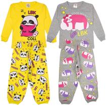 Kit 2 Pijamas Meia Estação Estampado Menina Infantil Sortido Kit 2 Pijamas Meia Estação Estampado Menina Infantil Sortido