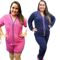 Kit 2 Pijamas PlusSize Manga Longa e curta Americano Inverno