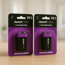 Kit 2 Pilhas Baterias Recarregável 9v Cod: 408430021-2 Avant Use