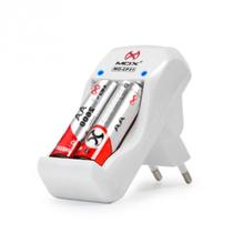 Kit 2 Pilhas Médias AA 2600mAh + Carregador Bivolt AA e AAA com Indicador de Cargas