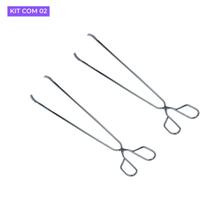 Kit 2 Pinça de Churrasco em Aço Inox Pegador de Carnes, Linguiças, Legumes e Carvão