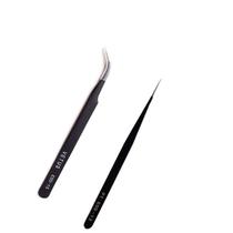 Kit 2 Pinça Extensão E Alongamento De Cilios Curva E Reta