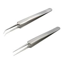 Kit 2 Pinças Inox Alongamento De Cílios Chanfrada + Reta Kit 2 Pinças Inox Alongamento De Cílios Chanfrada + Reta