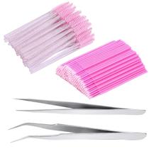 Kit 2 Pinças Para Cílios + 50 Escovinhas Pentear + 100 Microbrush Kit 2 Pinças Para Cílios + 50 Escovinhas Pentear + 100 Microbrush