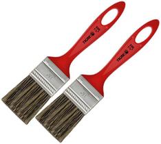 Kit 2 Pincel Trinchas Para Pintura Tigre Media 500 1 1/2 Polegadas Cerda Gris Parede Látex Acrílico