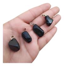 kit 2 Pingente Turmalina Rolada Negra Pedra Proteção E Limpeza