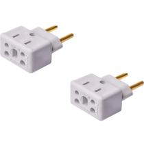 Kit 2 Pino Adaptador Bob Quad Branco 10/20A Bivolt Porcelana