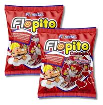 Kit 2 Pirulito Coração Vermelho Sabor Morango Flopito Florestal 500G