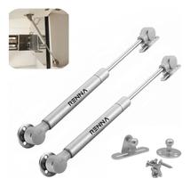 Kit 2 Pistão P/ Porta De Armário Abre P/ Cima Gás 80n Cinza