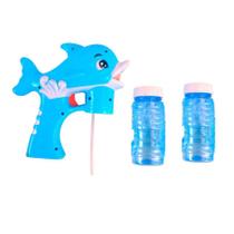 Kit 2 Pistola Lança Bolhas De Sabão Brinquedo Golfinho Refil Azul Kit 2 Pistola Lança Bolhas De Sabão Brinquedo Golfinho Refil Azul