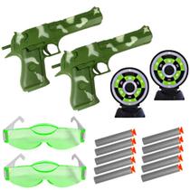 Kit 2 Pistolas de Brinquedo Lançador Militar Exército + Acessórios Infantil