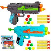 Kit 2 Pistolas Lança Dardos Bolinhas Arminha Nerf Infantil Kit 2 Pistolas Lança Dardos Bolinhas Arminha Nerf Infantil