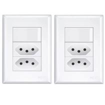 Kit 2 Placa 1 Interruptor Simples + 2 Tomadas 20a Fame 3534 Kit 2 Placa 1 Interruptor Simples + 2 Tomadas 20a Fame 3534