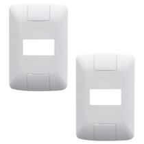 Kit 2 Placa 1 Posto Horizontal Tramontina Aria Cor Branco
