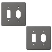 Kit 2 Placa 4x4 Cinza 1 Tecla + 1 Tomada Silentoque 54394 Kit 2 Placa 4x4 Cinza 1 Tecla + 1 Tomada Silentoque 54394