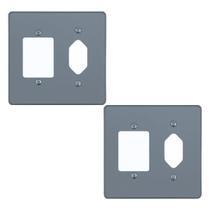 Kit 2 Placa 4x4 Cinza 1 Tomada hexagonal + 3 Teclas Pial