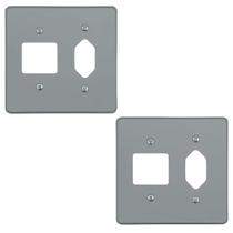 Kit 2 Placa 4x4 Cinza Pial 54392 Tomada + 2 Interruptor Kit 2 Placa 4x4 Cinza Pial 54392 Tomada + 2 Interruptor