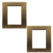 Kit 2 Placa 4x4 Living Light 3+3 Postos Metal Bronze Pial