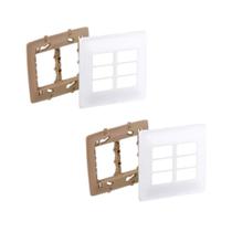 Kit 2 Placa 4X4 P/ 6 Mód Branco Zeffia C Suporte Pial 680177