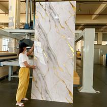 Kit 2 Placa Adesiva Parede Continuo Mármore Branco e Dourado 260X120cm