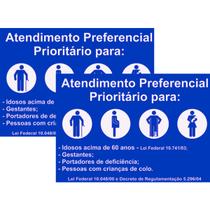 Kit 2 Placa Aviso Atendimento Preferencial 30cmx20cm PVC