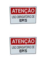 KIT 2 Placa DE Sinalização ATENCAO USO OBRIGATORIO DE EPIS KIT 2 Placa DE Sinalização ATENCAO USO OBRIGATORIO DE EPIS