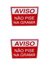 KIT 2 Placa de Sinalização AVISO NAO PISE NA GRAMA 15x30 cm