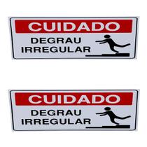 kit 2 Placa DE Sinalização CUIDADO DEGRAU IRREGULAR 20 X 30