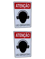 KIT 2 Placa DE Sinalização OBRIGATORIO ABAFADOR OUVIDO FONE