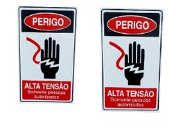 kit 2 Placa DE Sinalização PERIGO ALTA TENSÃO 20 X 30 CM