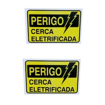 KIT 2 Placa de Sinalização PERIGO CERCA ELETRIFICADA 15x20cm KIT 2 Placa de Sinalização PERIGO CERCA ELETRIFICADA 15x20cm