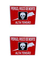 KIT 2 Placa de Sinalização PERIGO,RISCO DE MORTE ALTA TENSÃO KIT 2 Placa de Sinalização PERIGO,RISCO DE MORTE ALTA TENSÃO