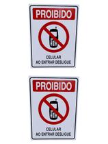 KIT 2 Placa de Sinalização PROIBIDO CELULAR ENTRAR DESLIGUE KIT 2 Placa de Sinalização PROIBIDO CELULAR ENTRAR DESLIGUE