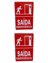 KIT 2 Placa DE Sinalização SAIDA DE EMERGENCIA 20 X 30 CM