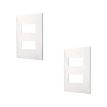 Kit 2 Placa/Espelho 4X2 2 Modulo Branco Pial Plus+ 618506BC+ Kit 2 Placa/Espelho 4X2 2 Modulo Branco Pial Plus+ 618506BC+