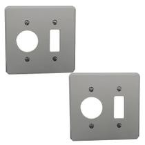 Kit 2 Placa Espelho 4x4 Cinza 1 Posto Redondo + 1 Tecla Kit 2 Placa Espelho 4x4 Cinza 1 Posto Redondo + 1 Tecla