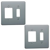 Kit 2 Placa Espelho 4x4 Cinza Tecla tripla + 1 tecla Pial